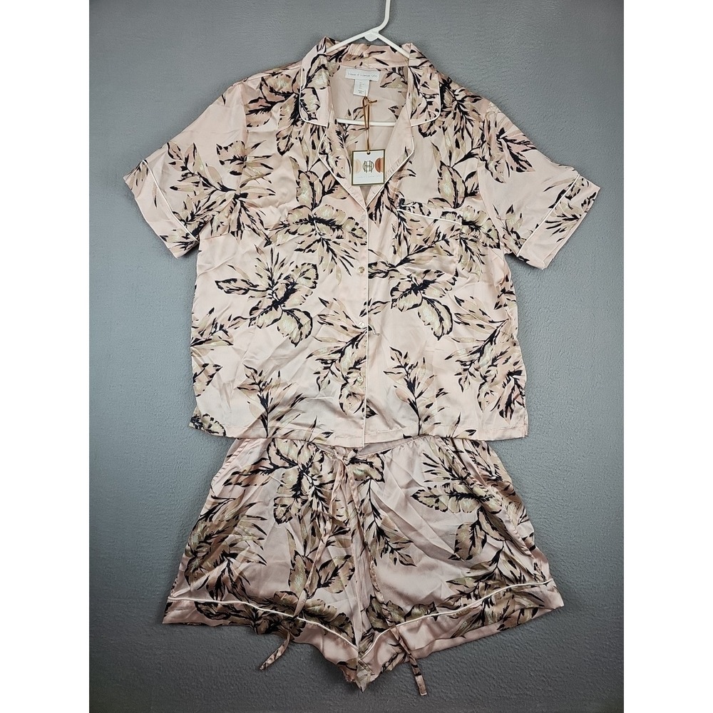 HOUSE OF HARLOW 1960 Sleepwear Set PJ Tropical Print Blush Pink Size Large